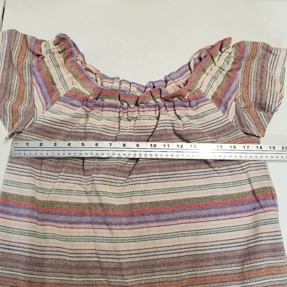 Philosophy Stripes Pastel Colored Off The Shoulder Short Dress with Pockets, L - Picture 6 of 12